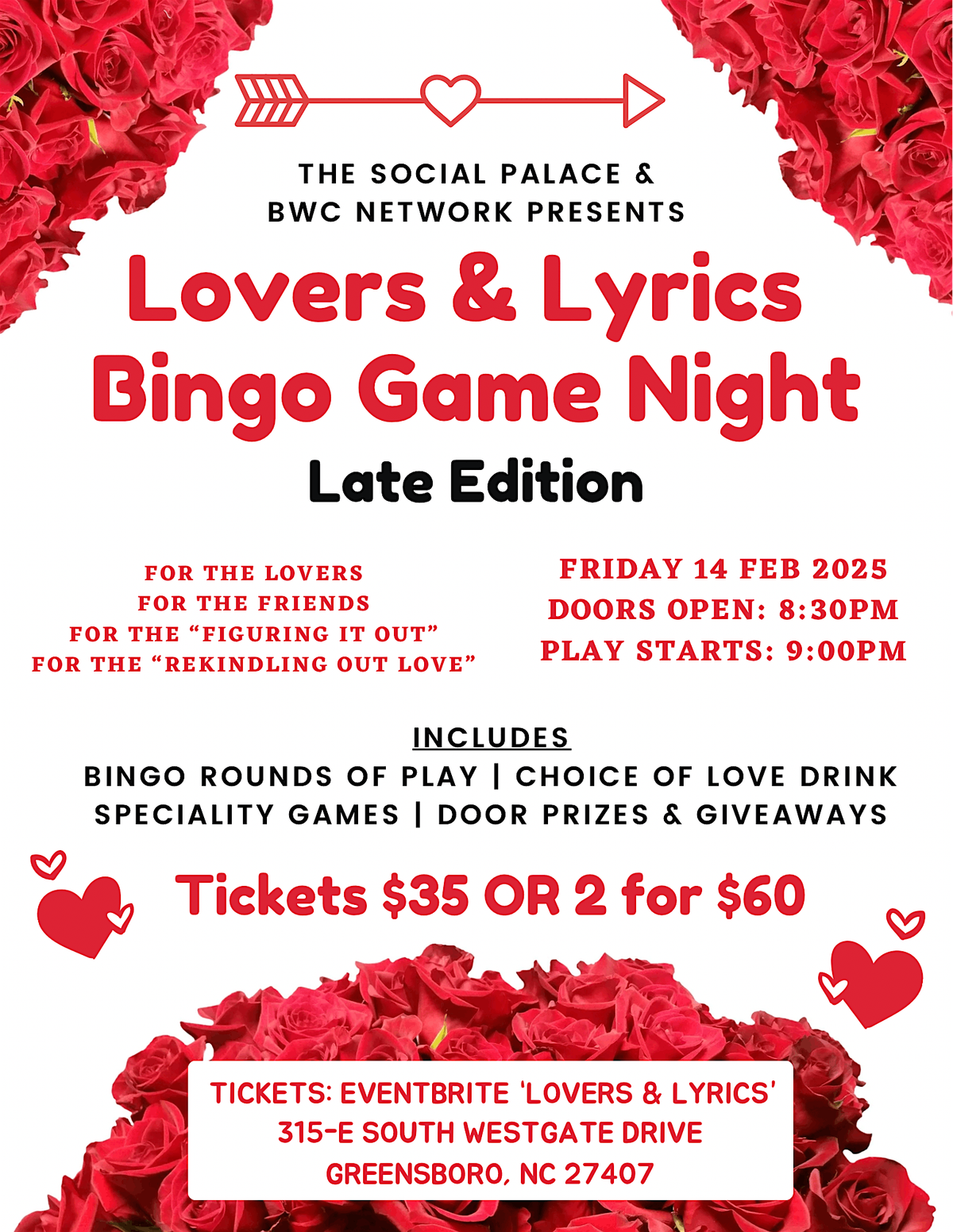 Lovers & Lyrics Bingo Game Night