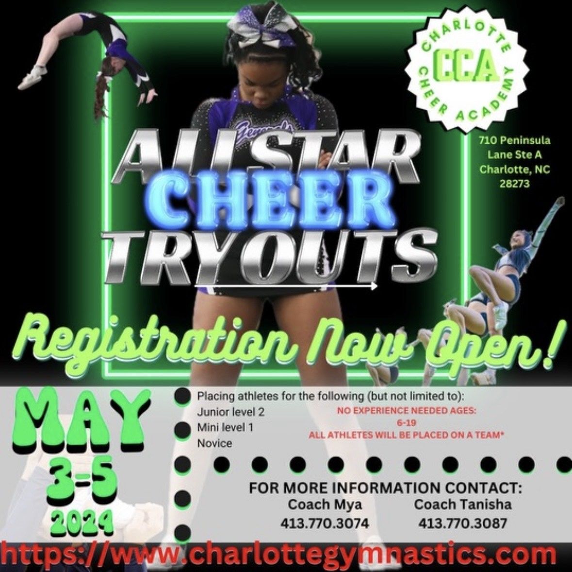 Charlotte Cheer Academy TRYOUTS