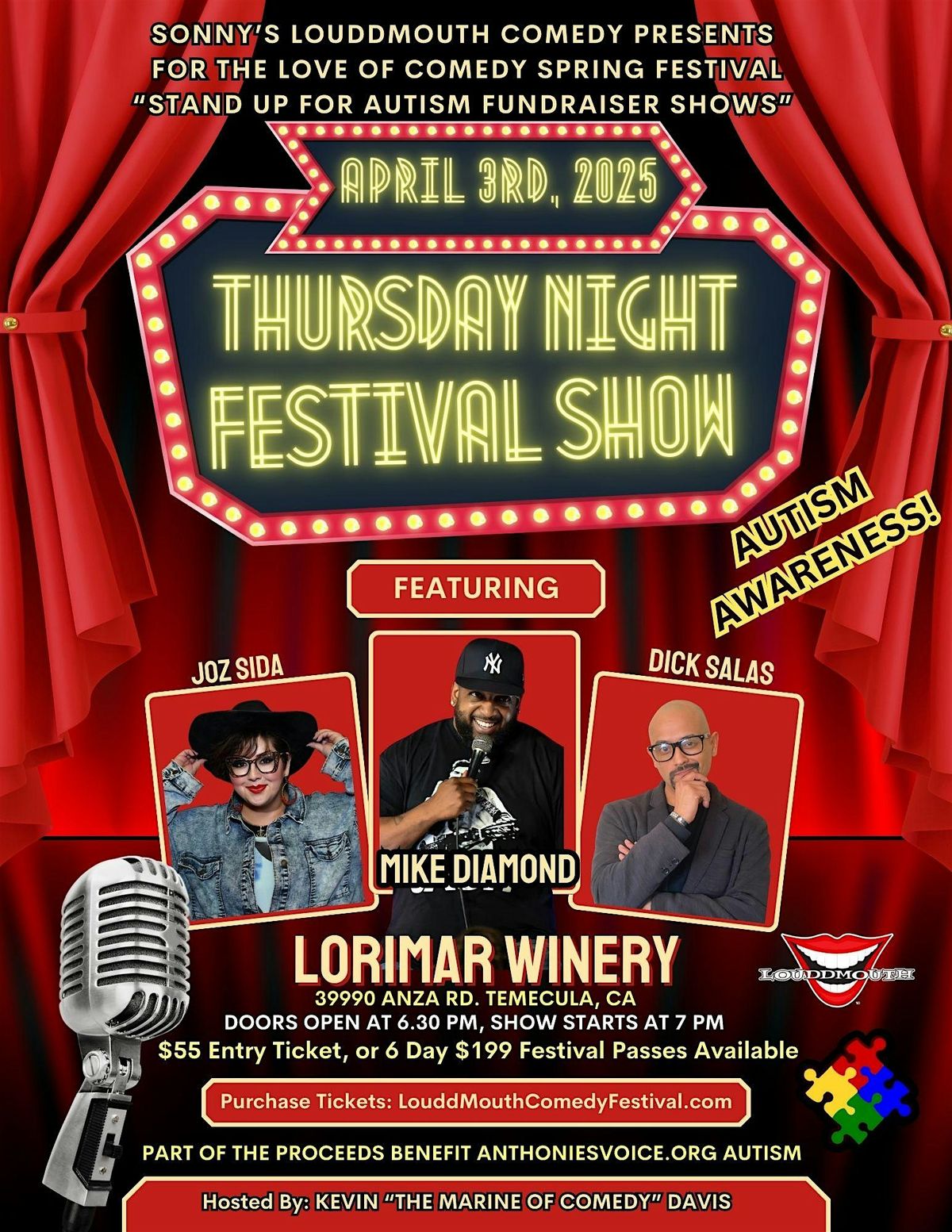 LouddMouth For the \u2764\ufe0f of Comedy Spring Festival Stand Up Autism Awareness