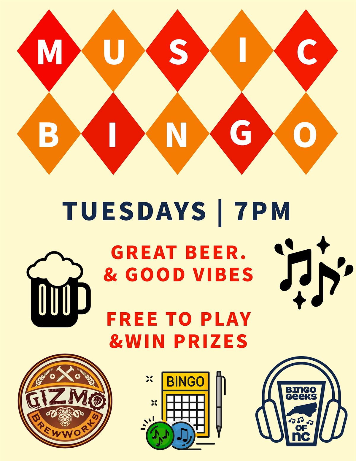 Music Bingo at Gizmo Raleigh!