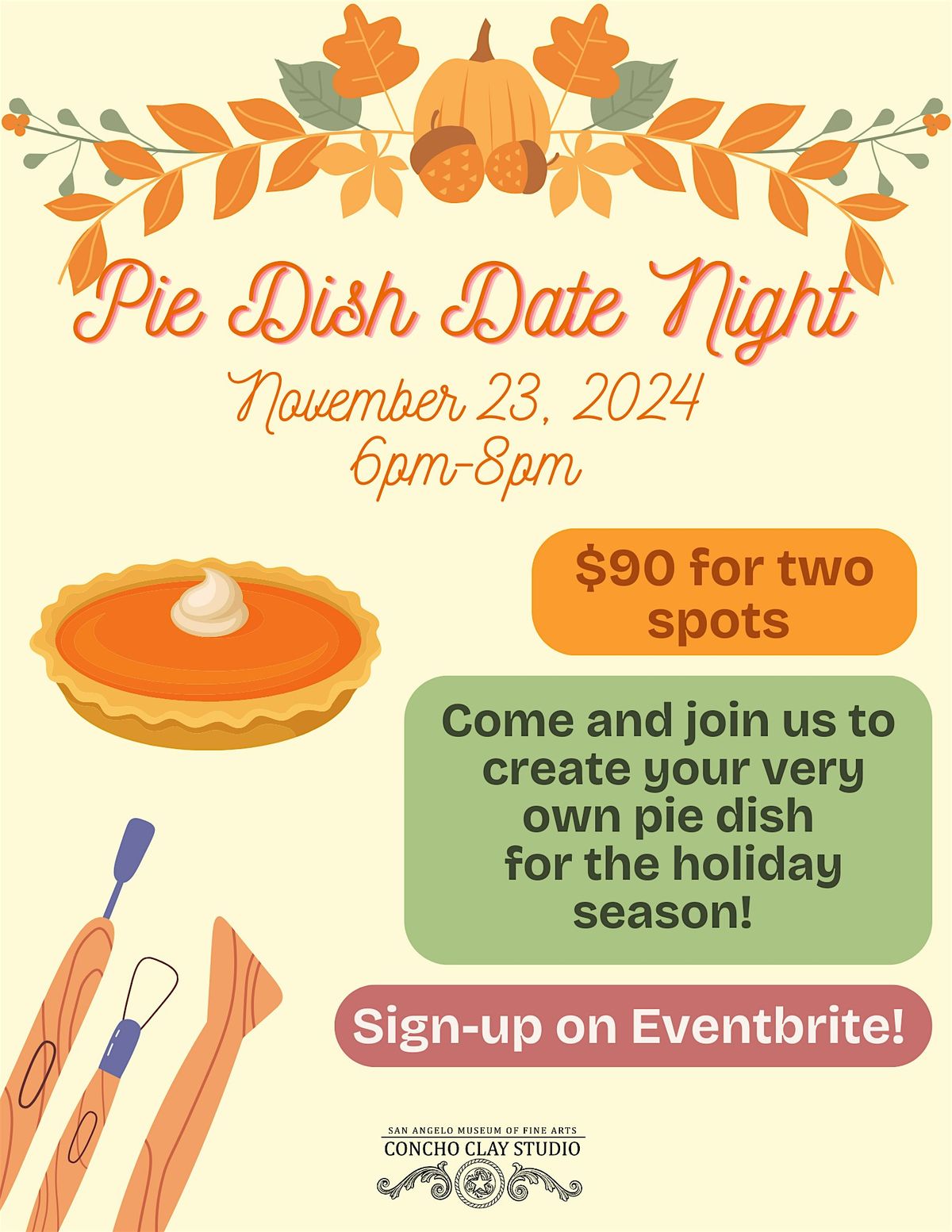 Pie Dish Date Night - Concho Clay Studio