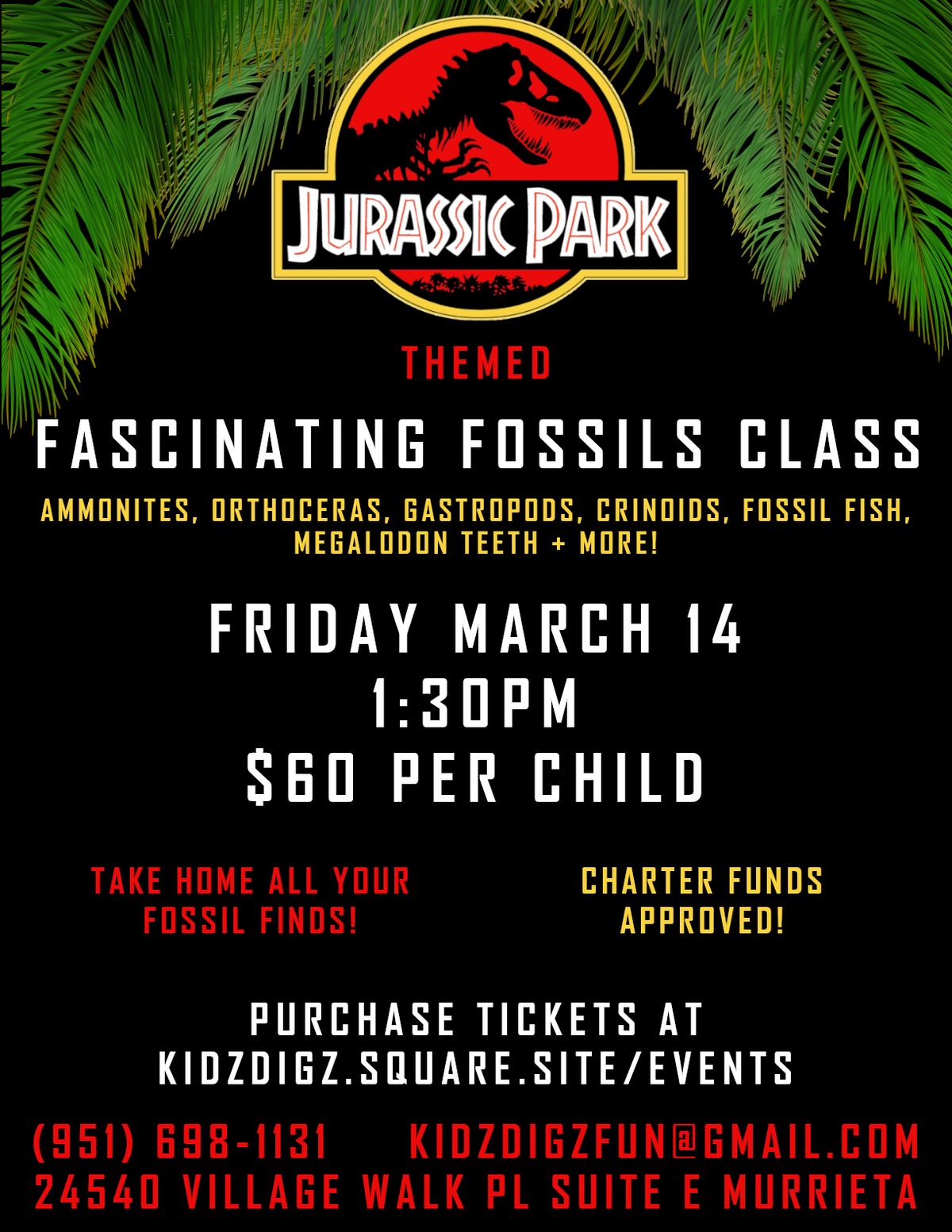 Jurassic Park Theme Fascinating Fossils Class