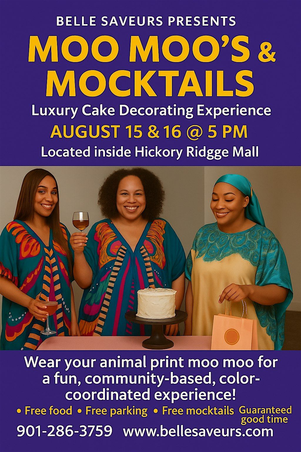 Moo Moo\u2019s & Mocktails -Luxury Cake Decorating Experience