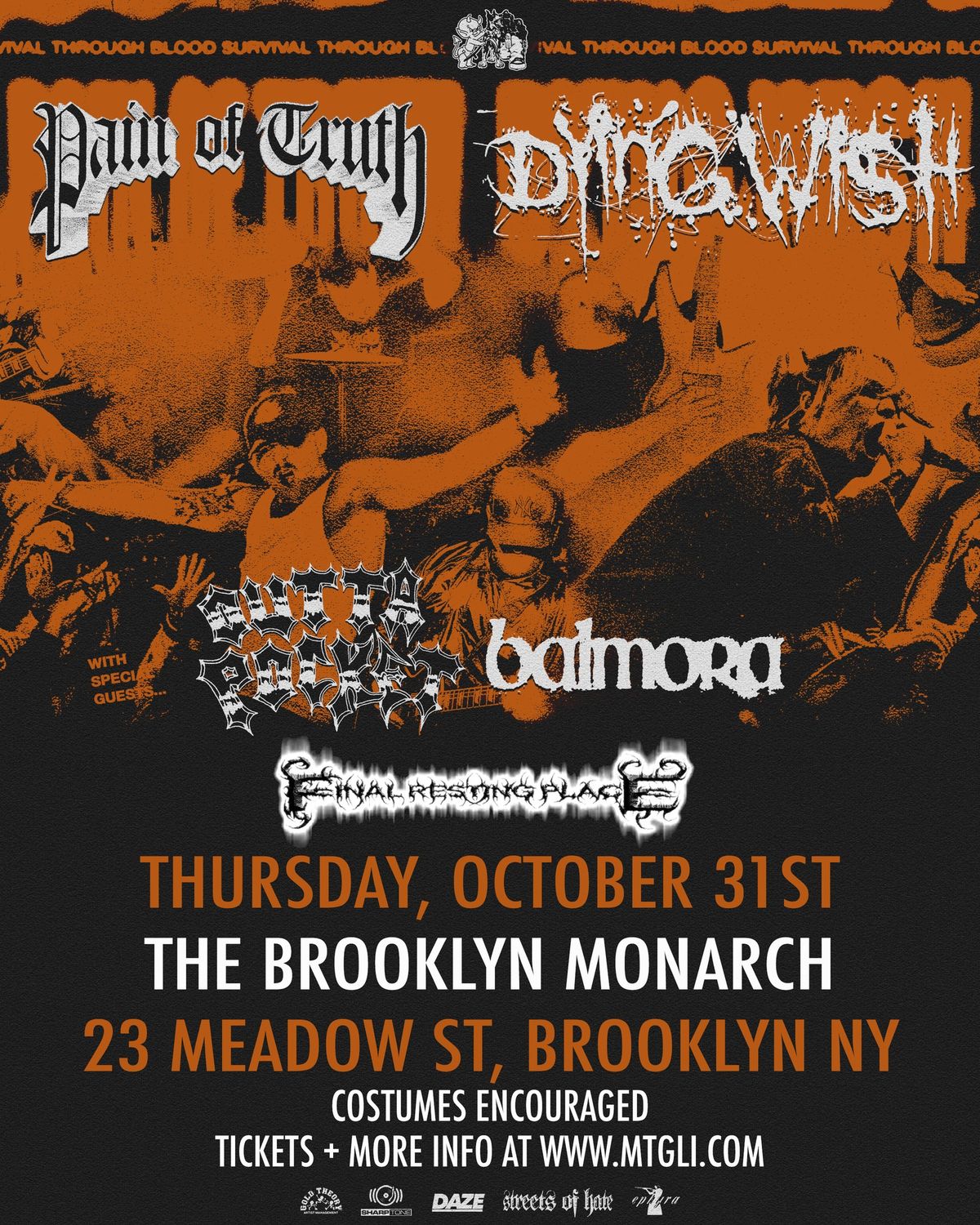 Halloween Night - Pain of Truth, Dying Wish, Outta Pocket, Balmora, FRP @ The Monarch