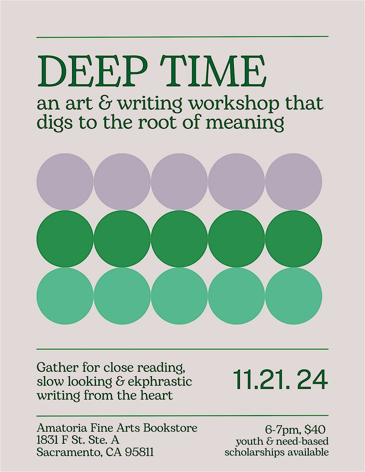 DEEP TIME: an art and writing workshop that digs to the root of meaning