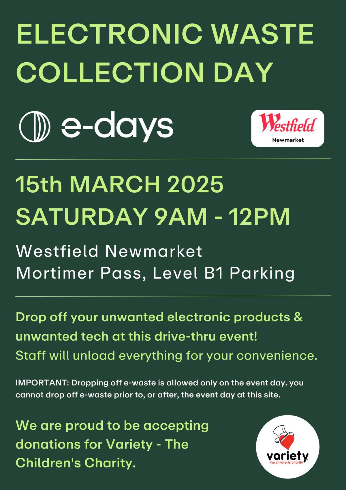 FREE E-Waste Drop off Day Westfield Newmarket