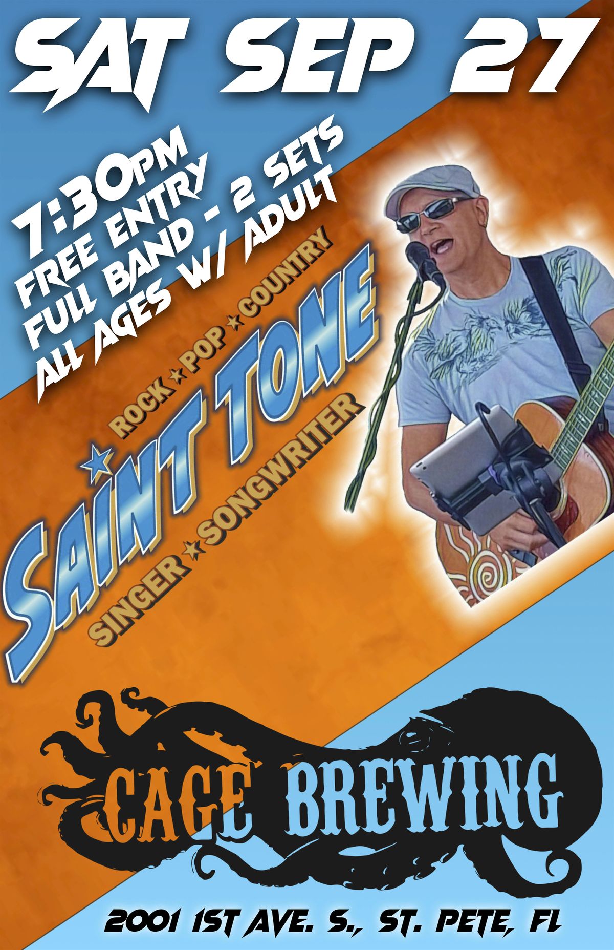 FREE: Saint Tone Band | Cage Brewing, St. Pete, FL | SAT SEP 27 | 7:30pm