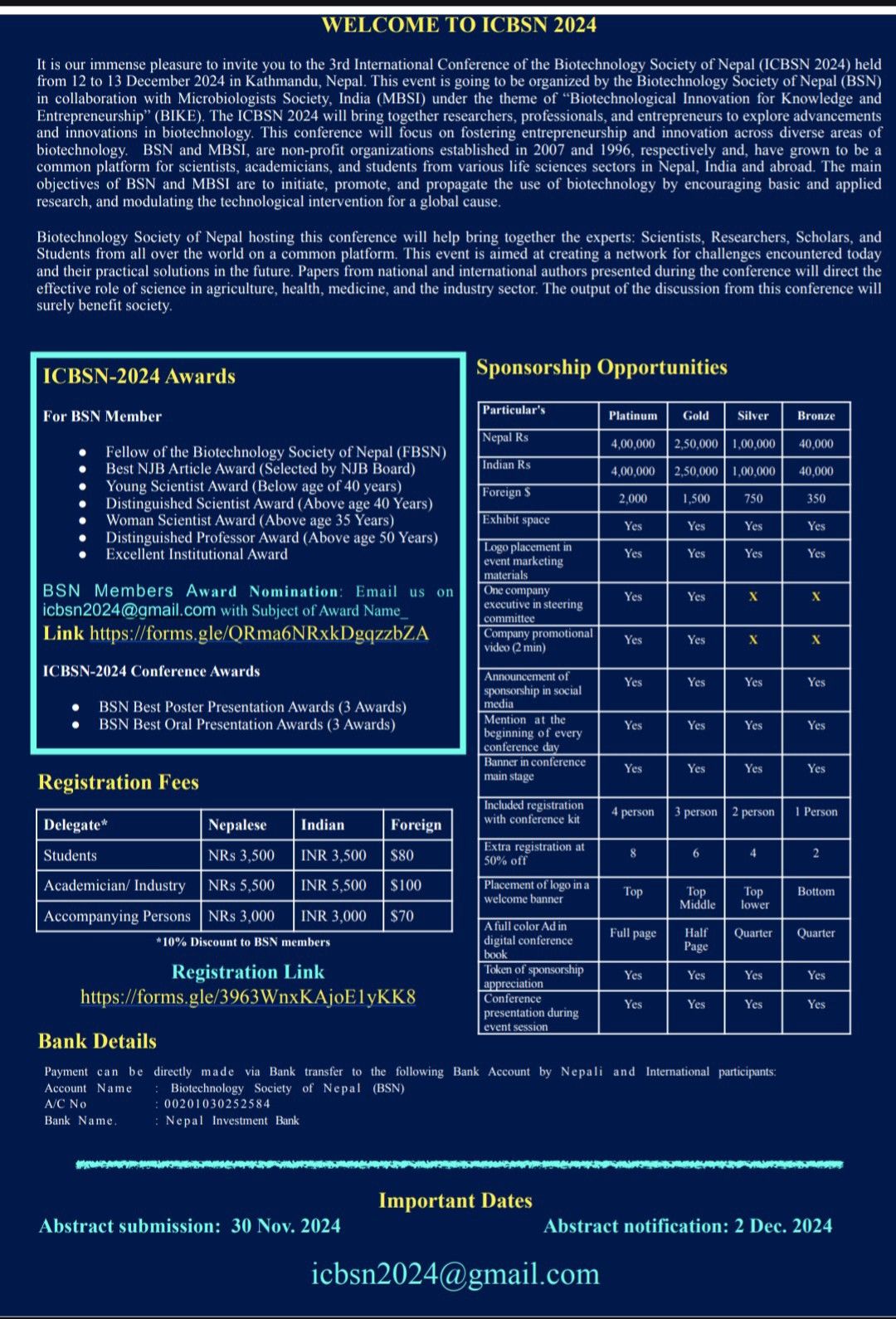 3rd International Conference of Biotechnology Society of Nepal (ICBSN 2024)