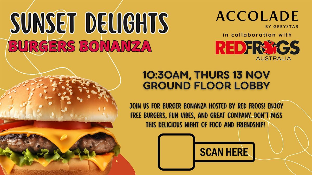 Burgers Bonanza with REDFROGS - ACCOLADE ON MOORE RESIDENTS ONLY
