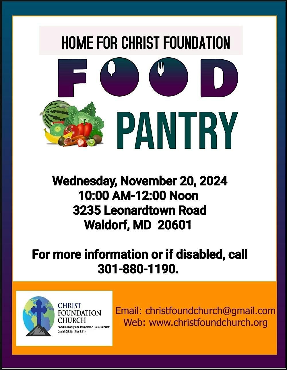 November Food Pantry and Clothing Giveaway