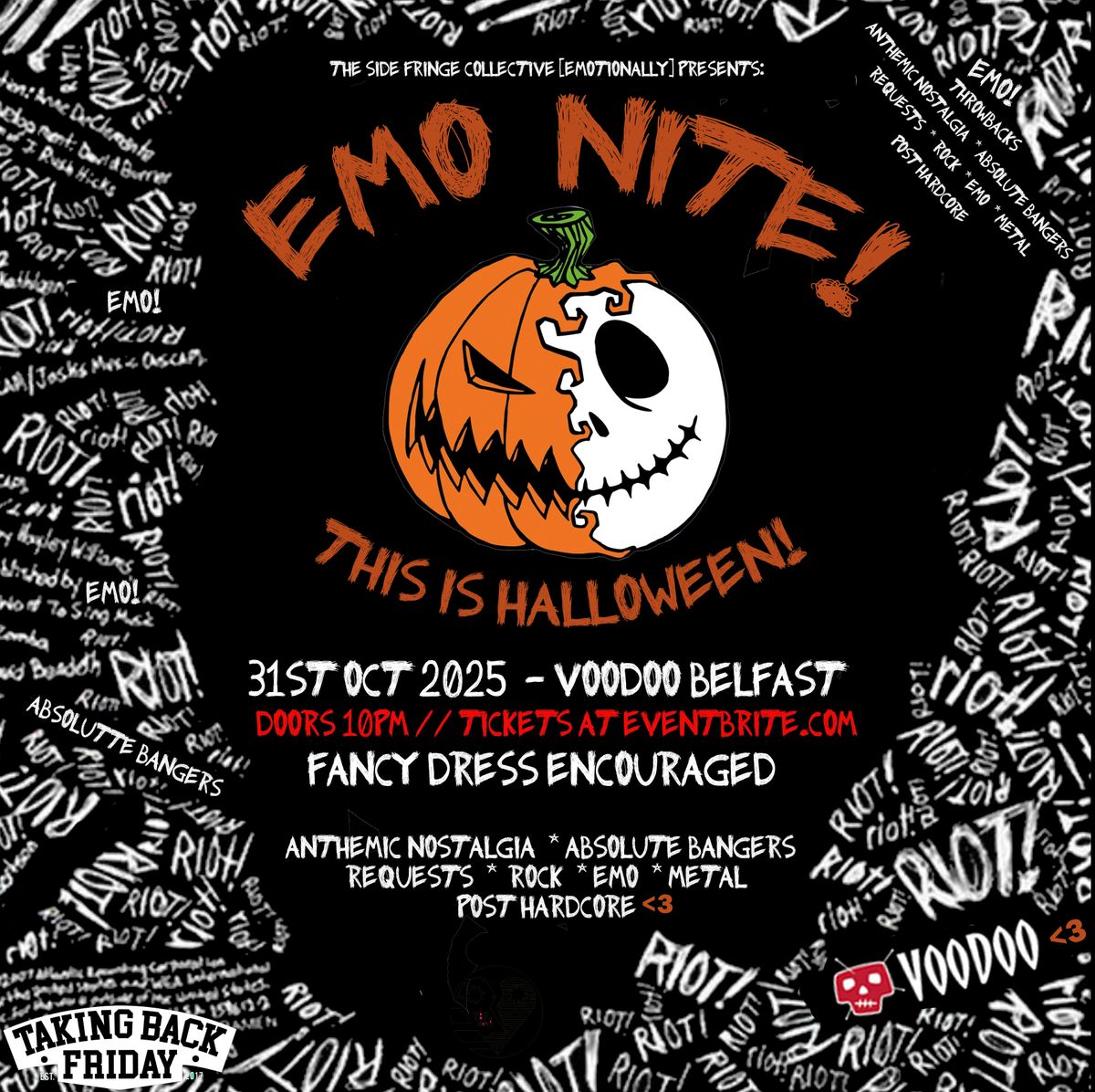Taking Back Friday - Emo Nite! Halloween Night 2025 at Voodoo Belfast