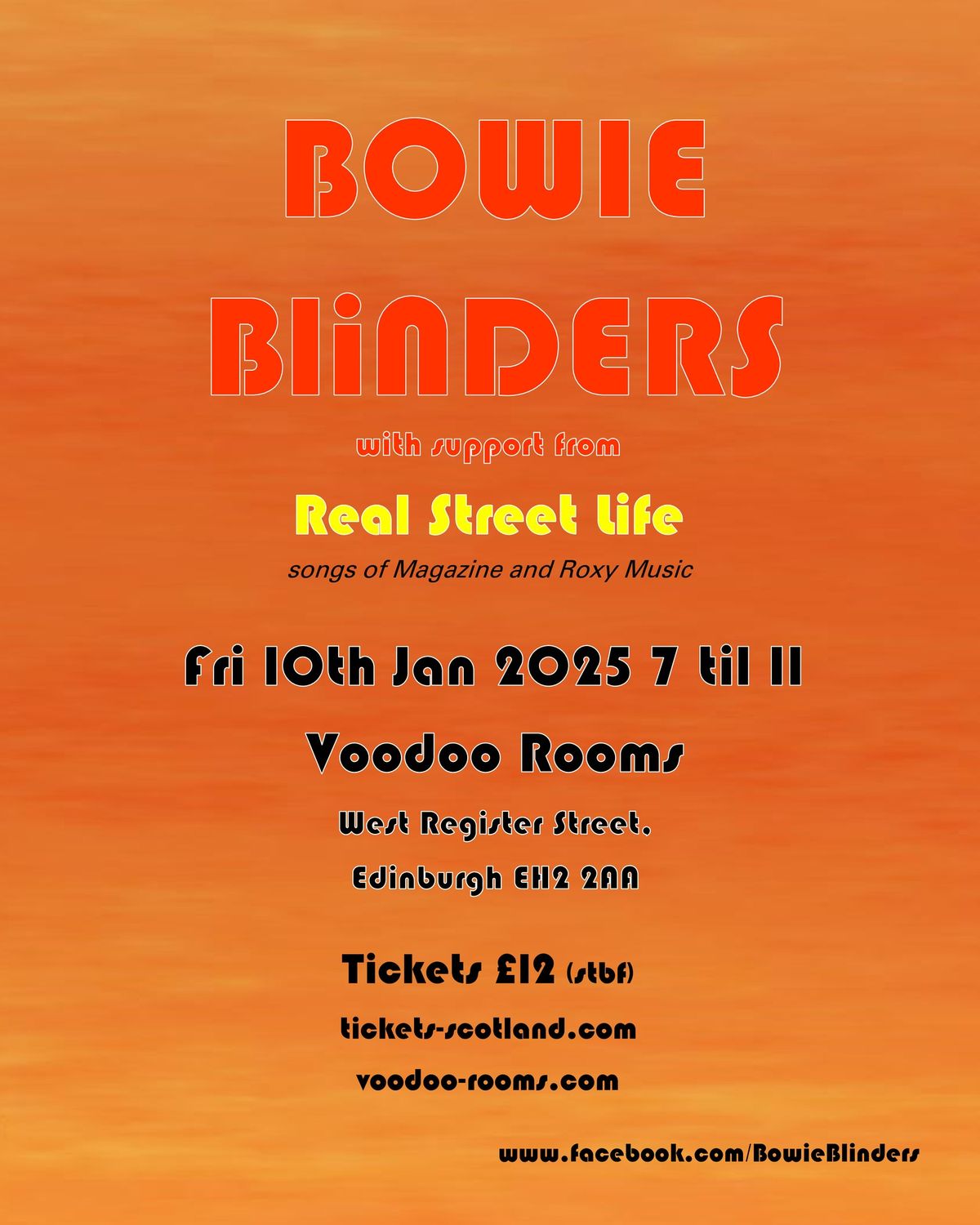 Bowie Blinders with guest singers and support from Real Street Life