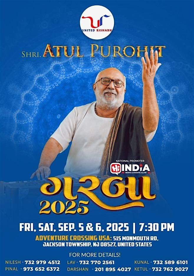 Atul Purohit Garba In New Jersey 2025 | Sept 5, Friday