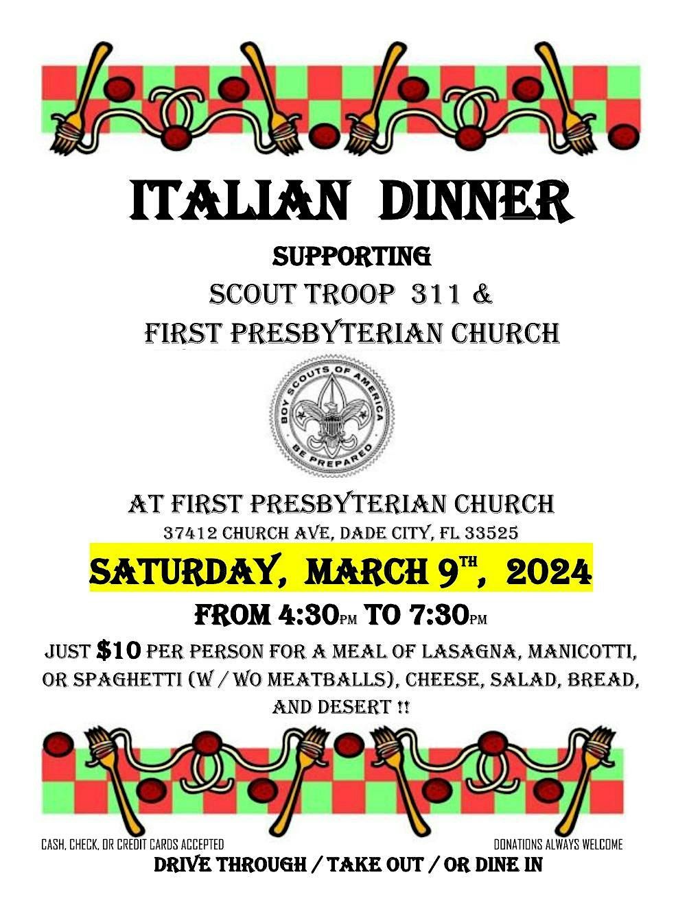 2025 Italian Dinner Troop Fundraiser