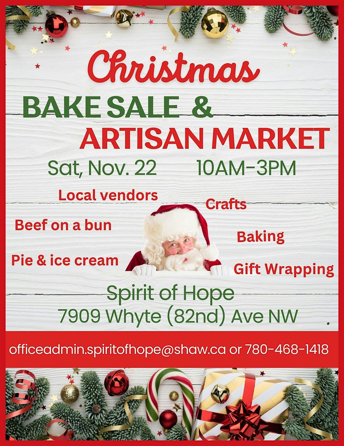 Christmas Bake Sale and Artisan Market.