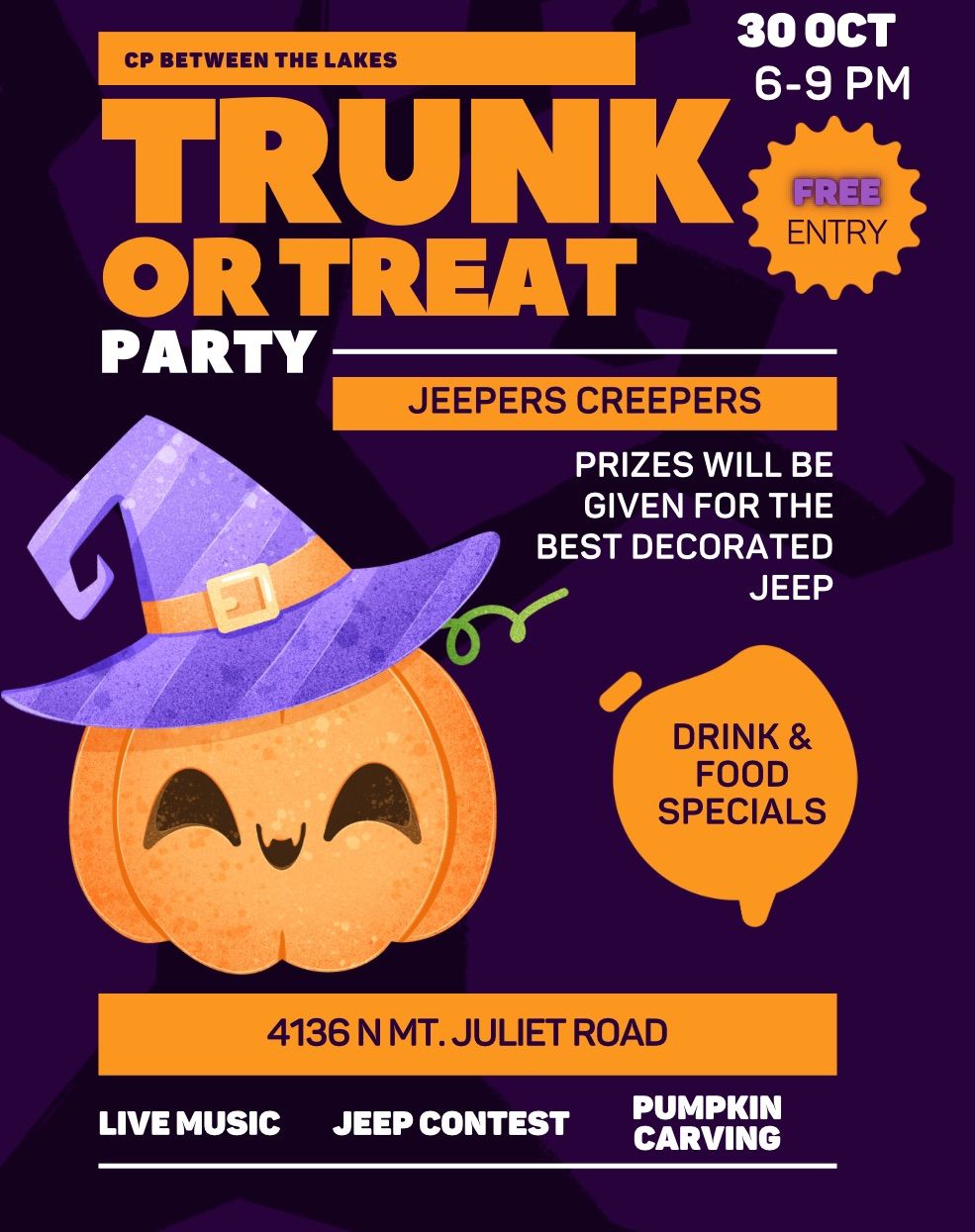 Jeepers Creepers - trunk & treat and pumpkin carving 