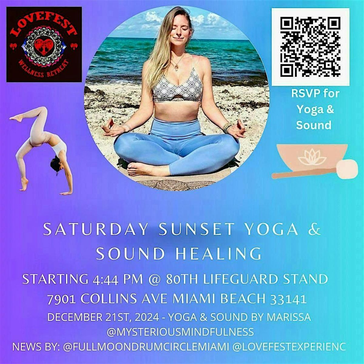 Saturday Sunset Yoga & Sound Healing @80th Lifeguard Stand 12\/21 SHARE