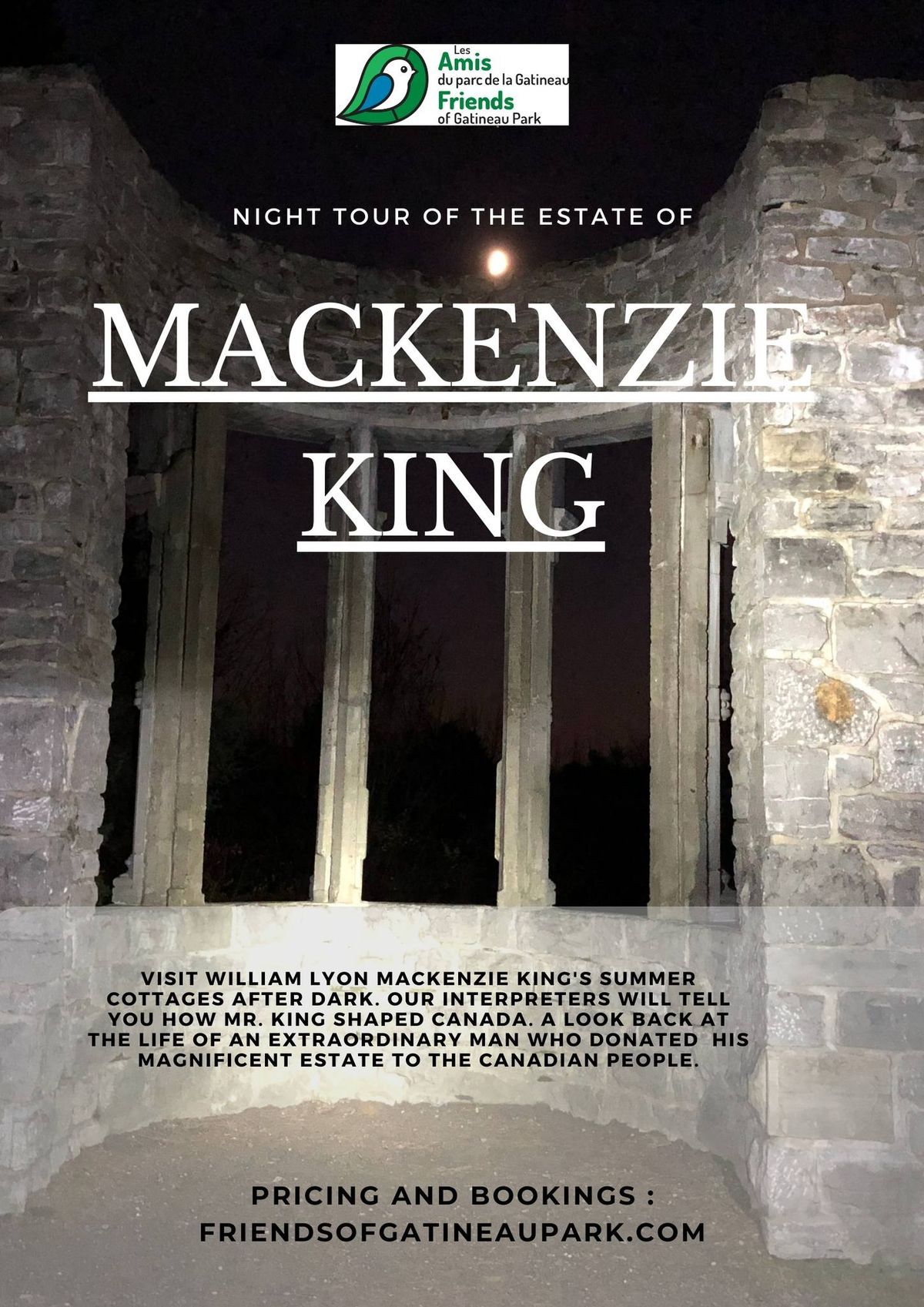 Night tour of the Estate of Mackenzie King (in English)