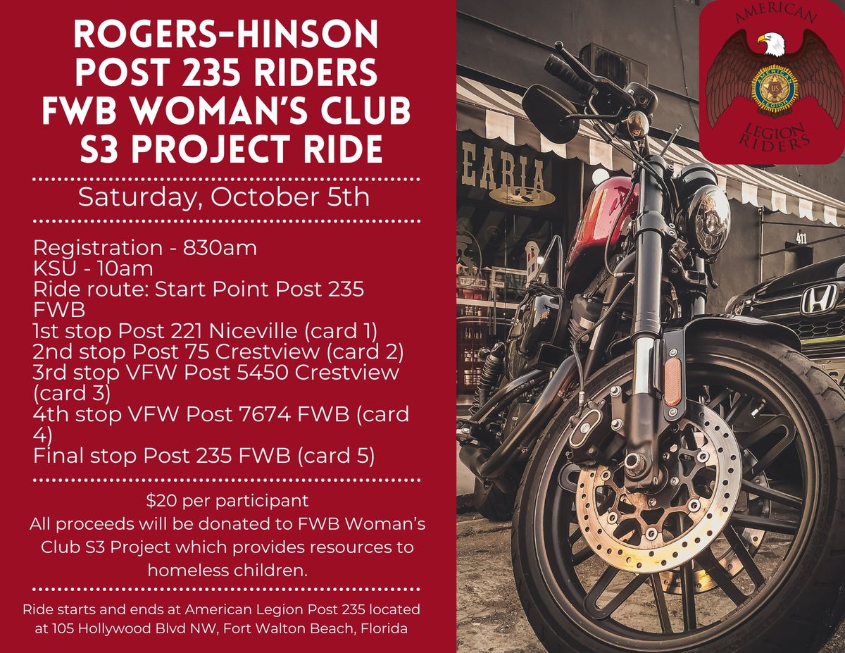 American Legion 235 Riders' S3 Project Benefit Ride and After Party