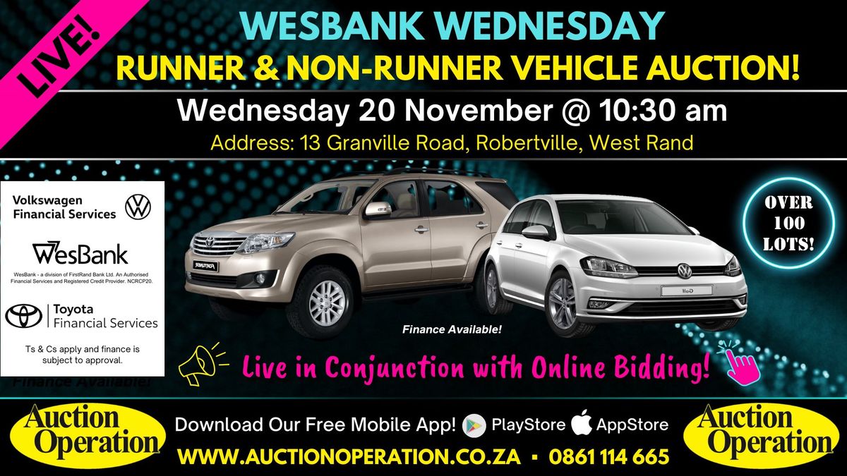 WesBank LIVE Runner & Non-Runner Vehicle Auction!