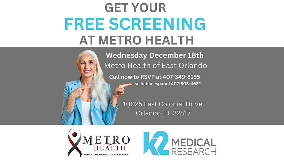 Free Memory Screening at Metro Health of East Orlando