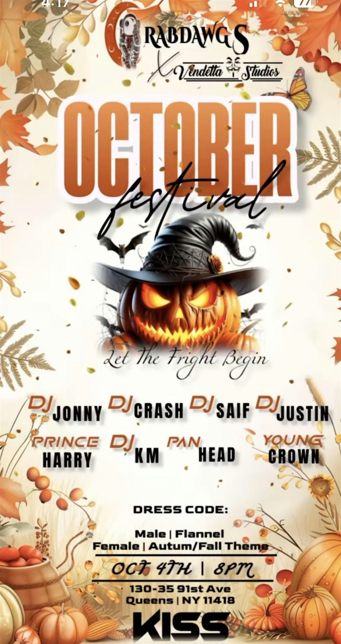 Crabdawgs x Vendetta Studios October Fest