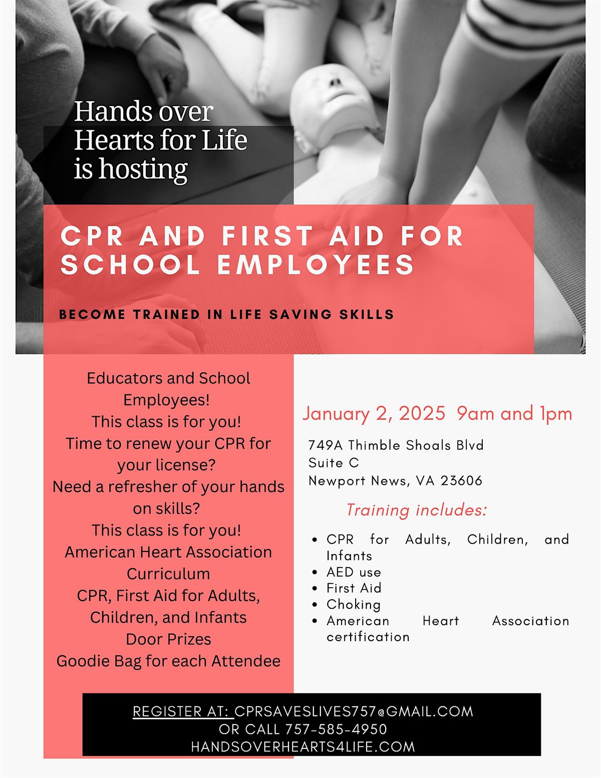 CPR  and First Aid for K-12 Students, Educators and Employees