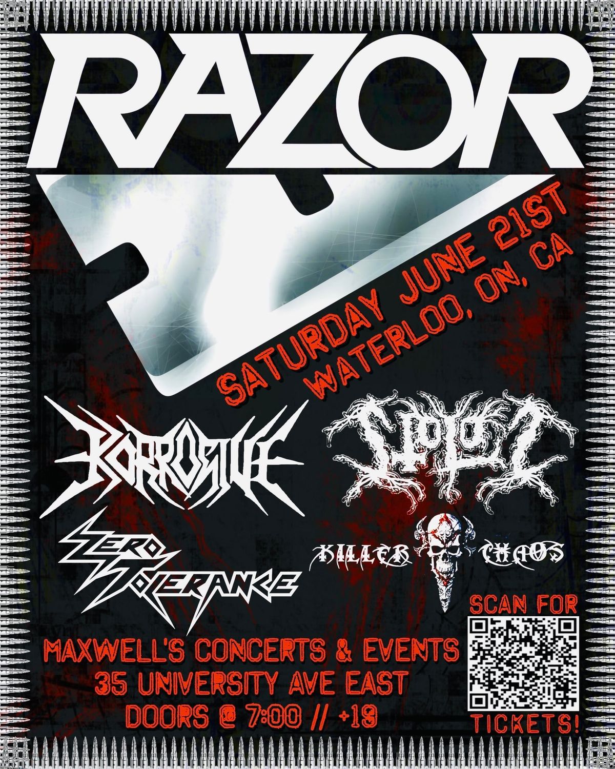 Razor return to Waterloo Saturday June 21st!!