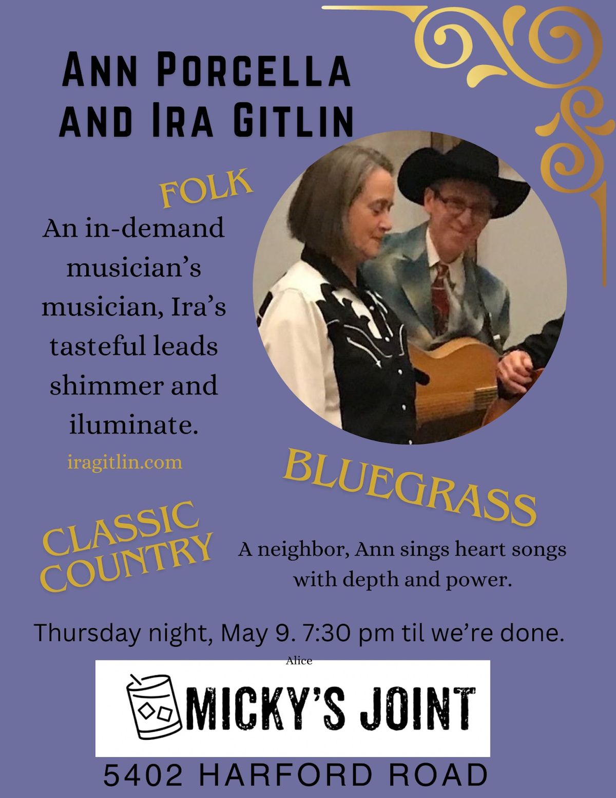 Ira Gatlin duo at Micky\u2019s Joint