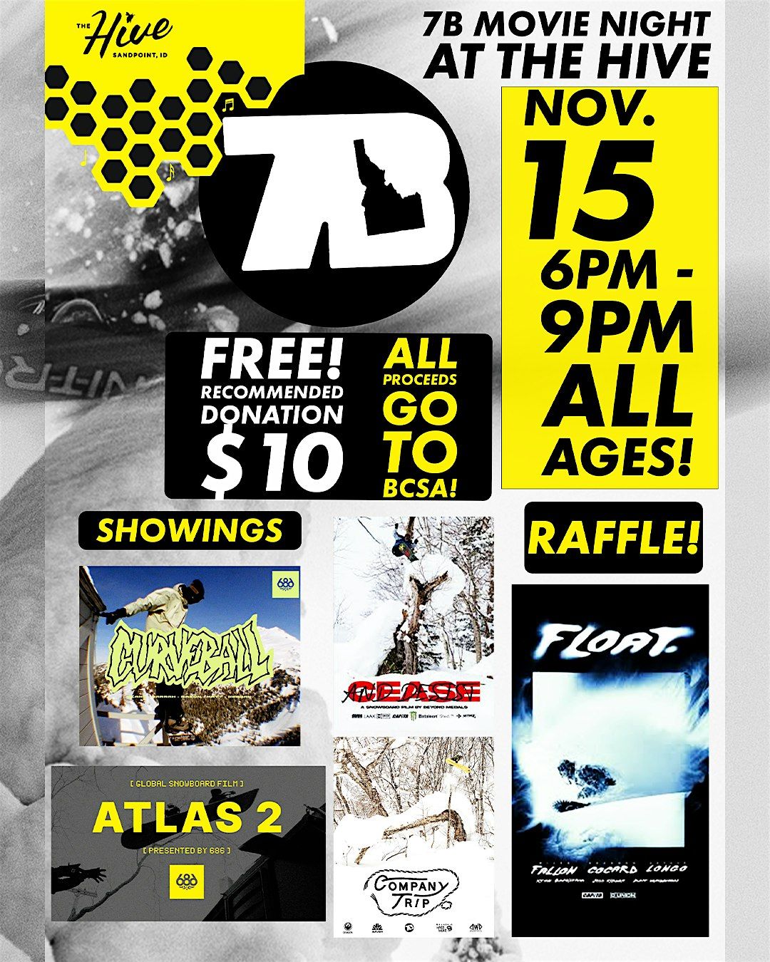 7B Movie Night - All Ages - Bonner County Skatepark Association Fundraiser