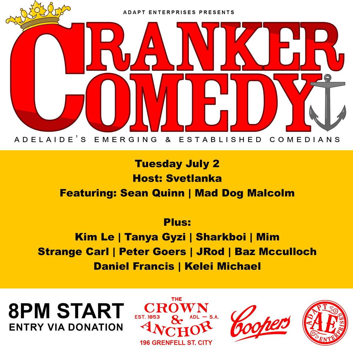 Cranker Comedy Tues July 2