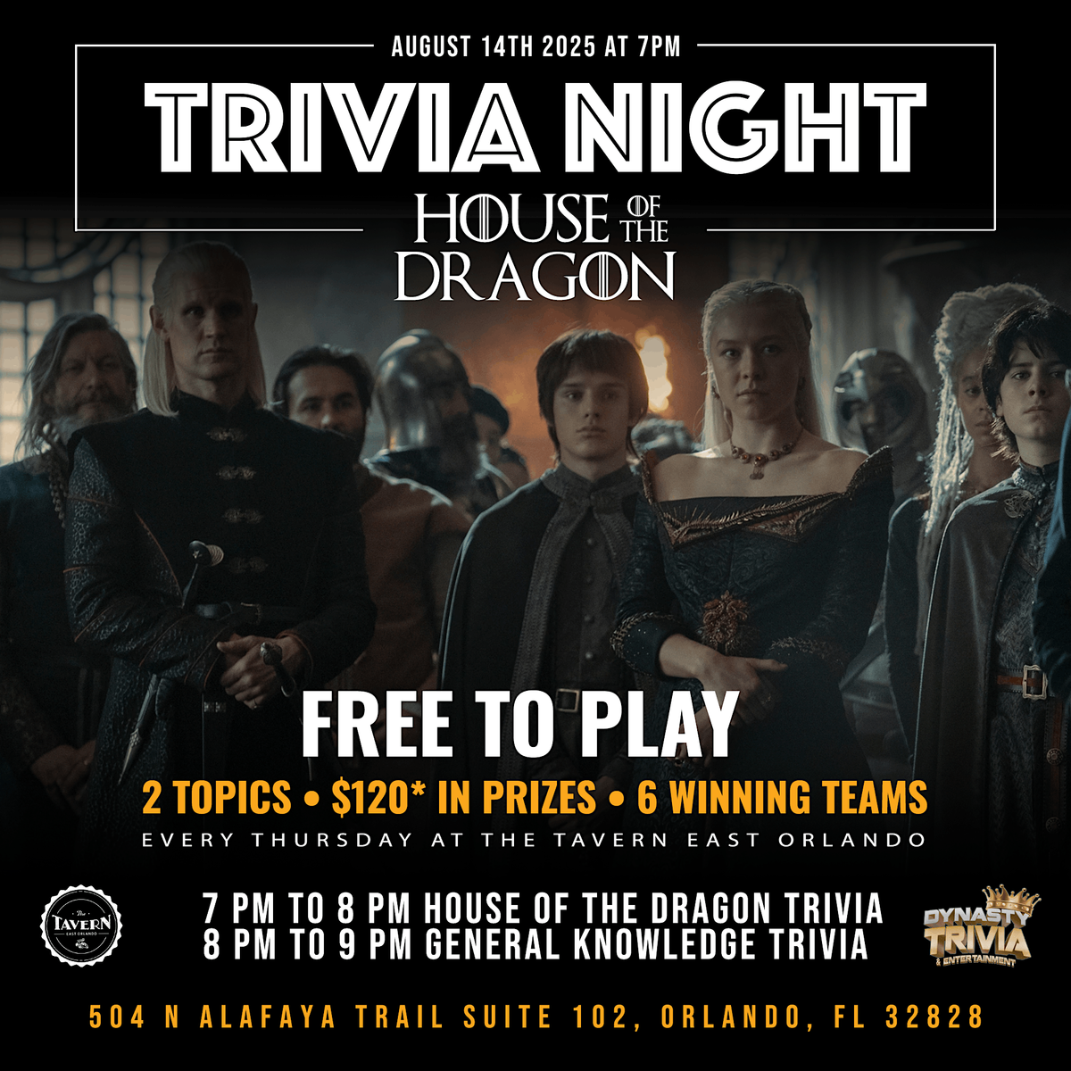 HOUSE OF THE DRAGON TRIVIA NIGHT