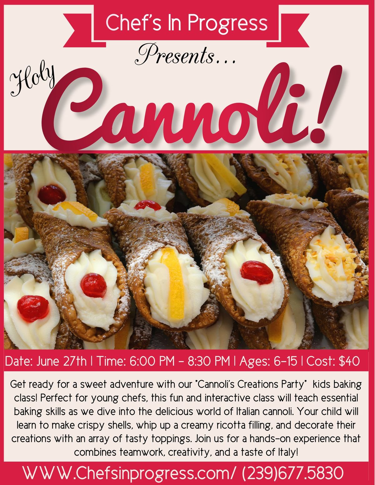 Holy Cannoli!  Cannoli Creations Baking Class