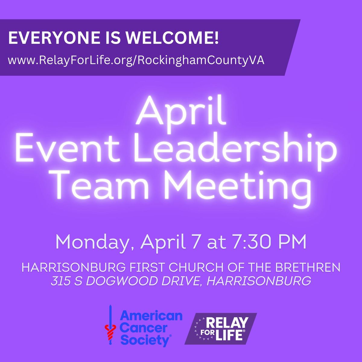 Relay For Life Event Leadership Team April Meeting