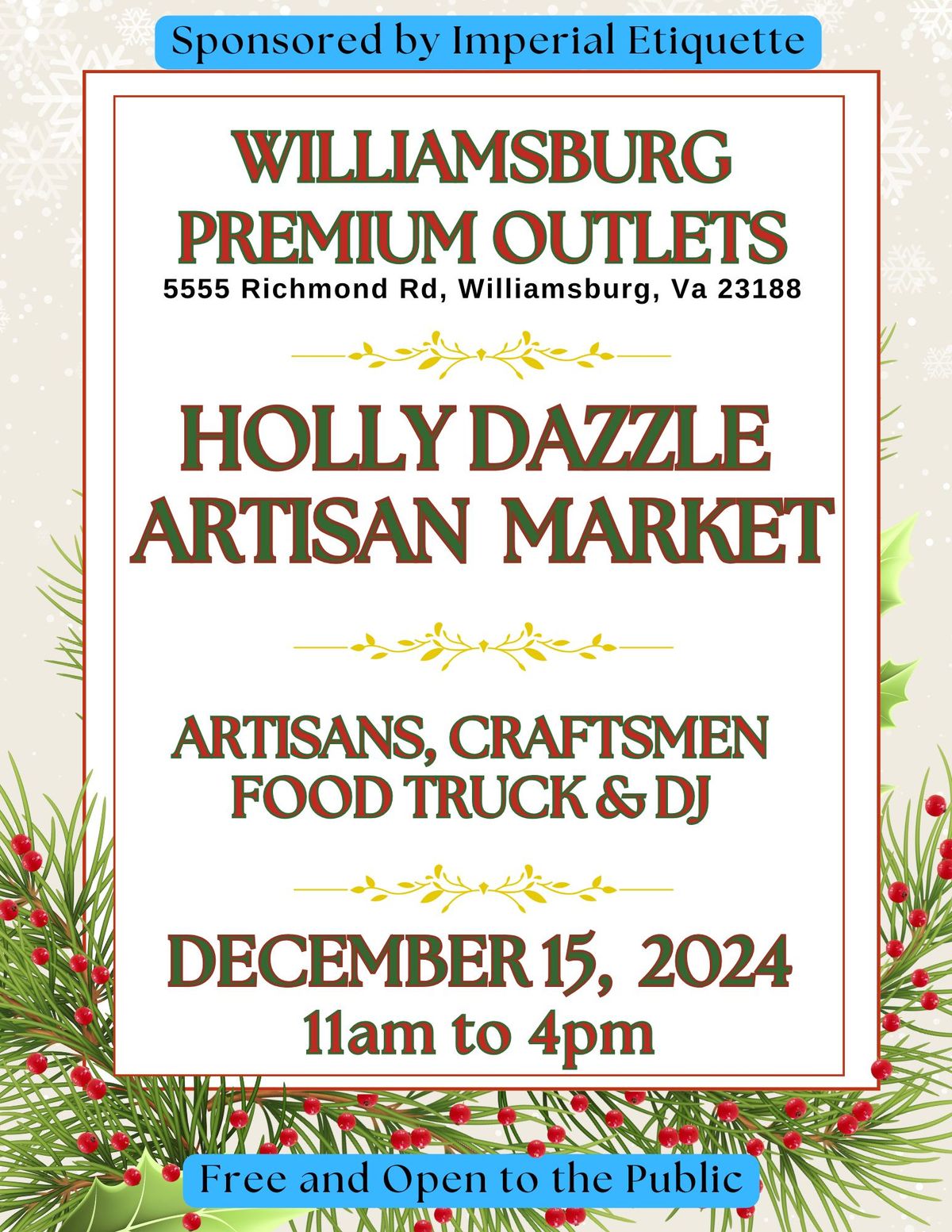 Holly Dazzle Artisan Market - Williamsburg Premium Outlets