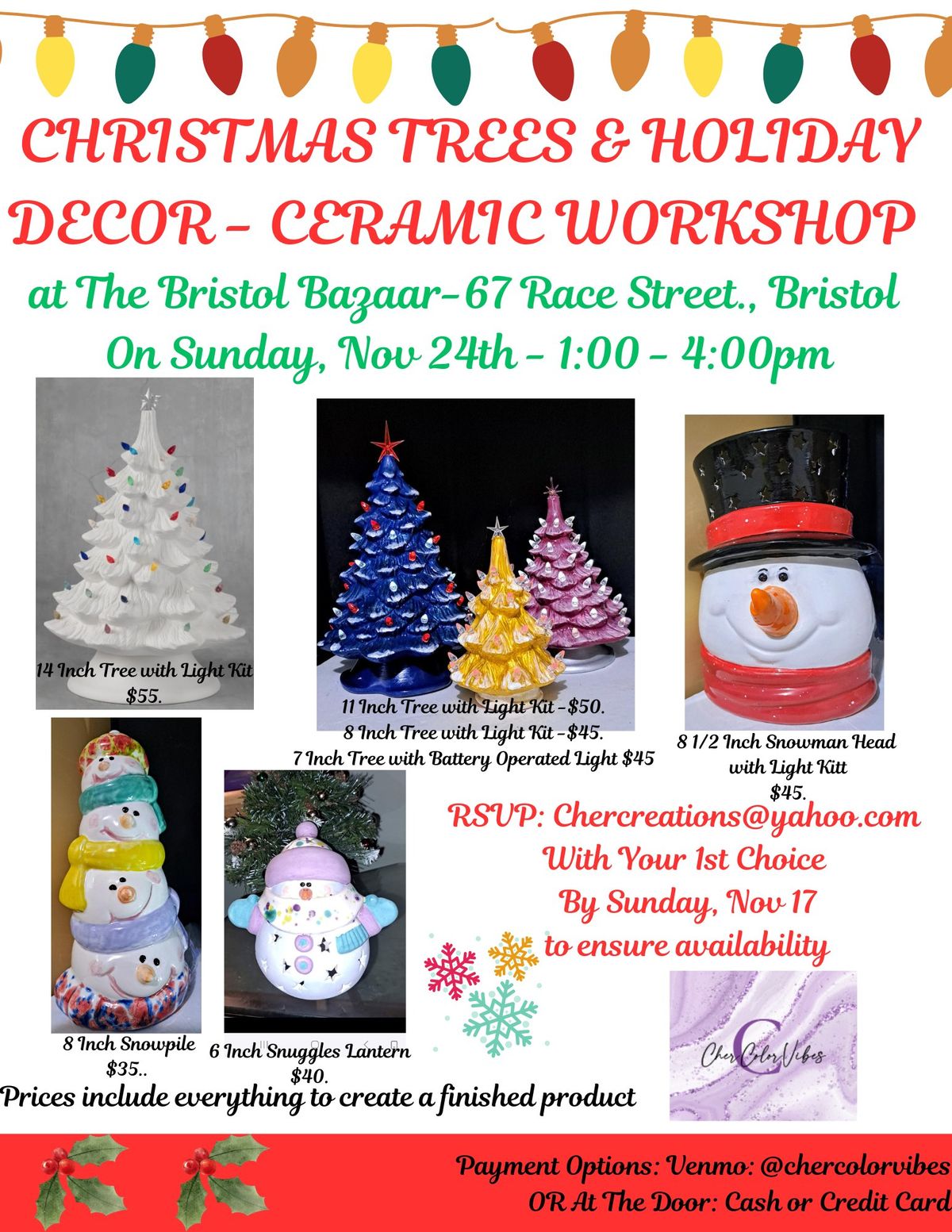 Christmas Tree & Holiday Decor Ceramic Workshop @ The Bristol Bazaar