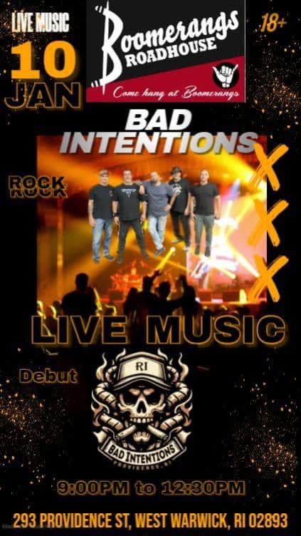 Bad Intentions Band Friday @Boomerangs!