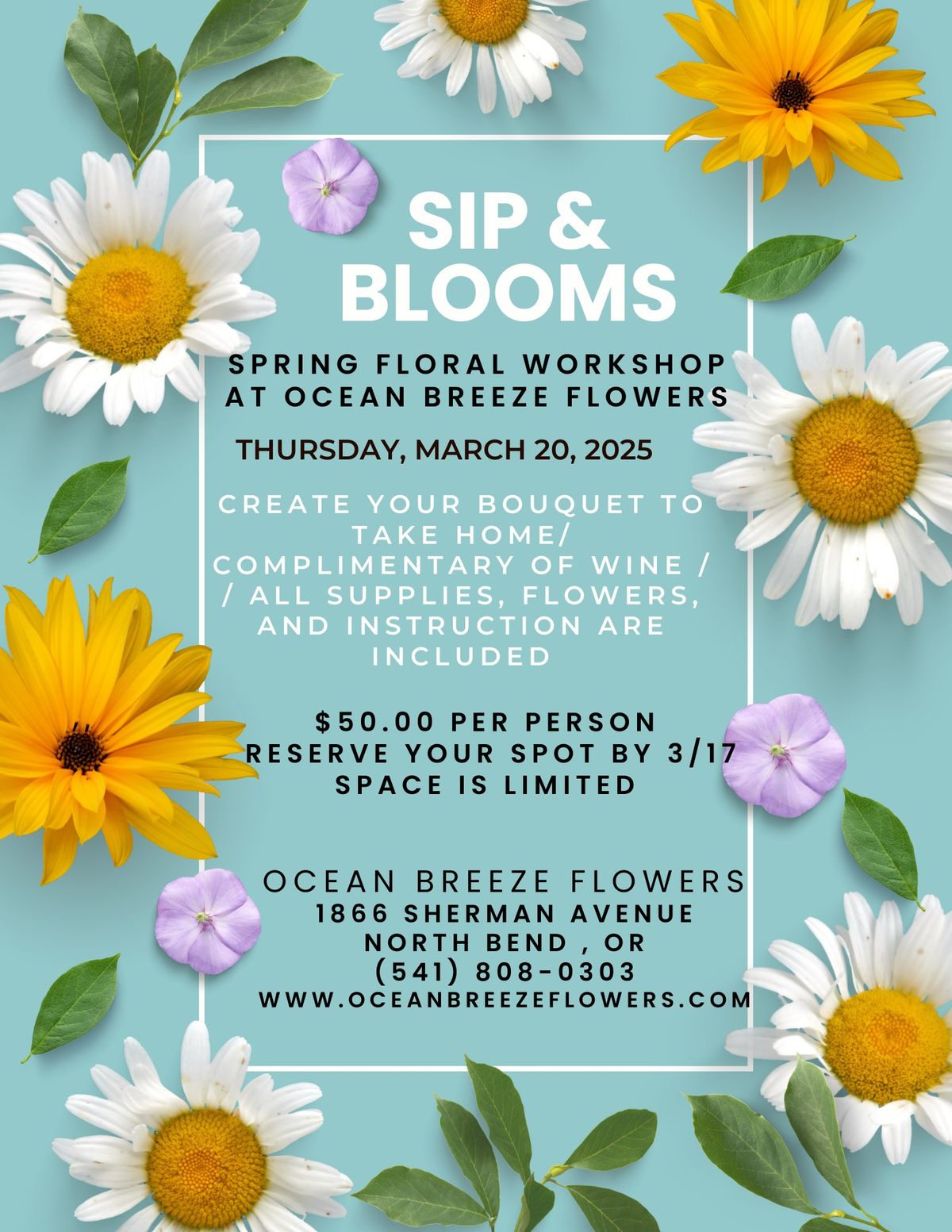 Sip & Blooms Spring Floral Workshop