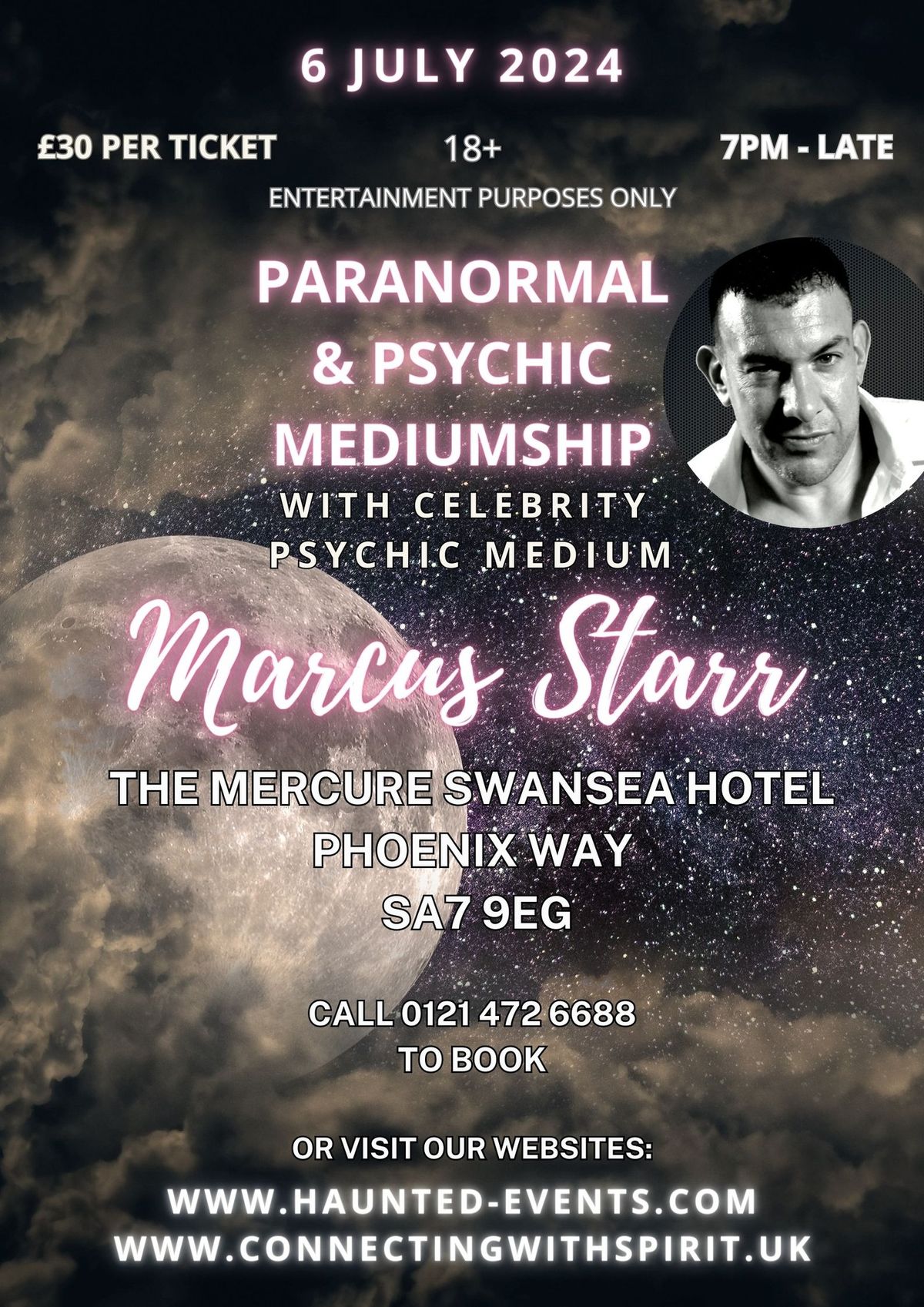 Paranormal & Psychic Event with Celebrity Psychic Marcus Starr @ Mercure Swansea Hotel