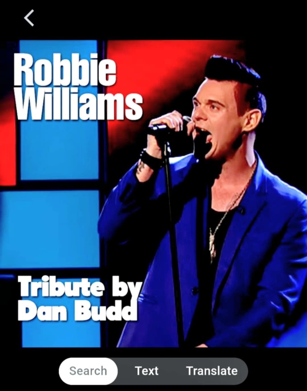 Dan Budd as Robbie Williams Tribute Night