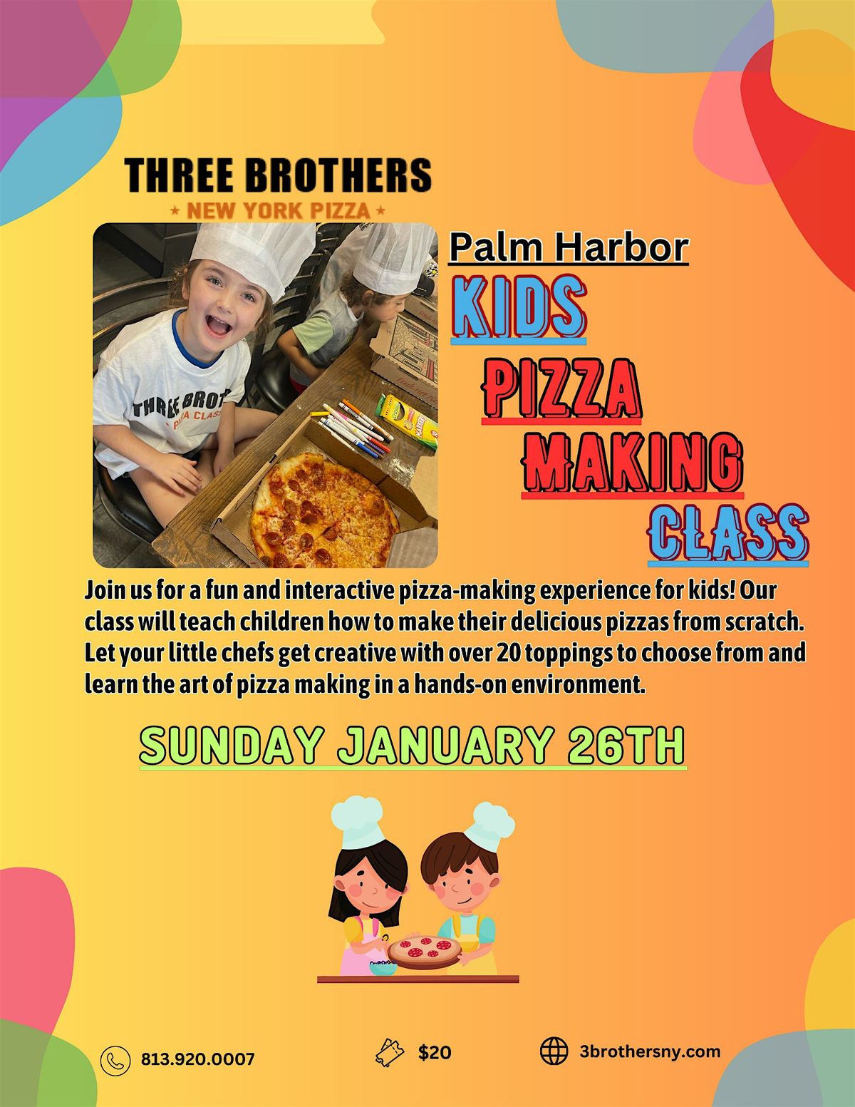 Kids' Pizza Making Class at Palm Harbor! 10:30AM TIME SLOT