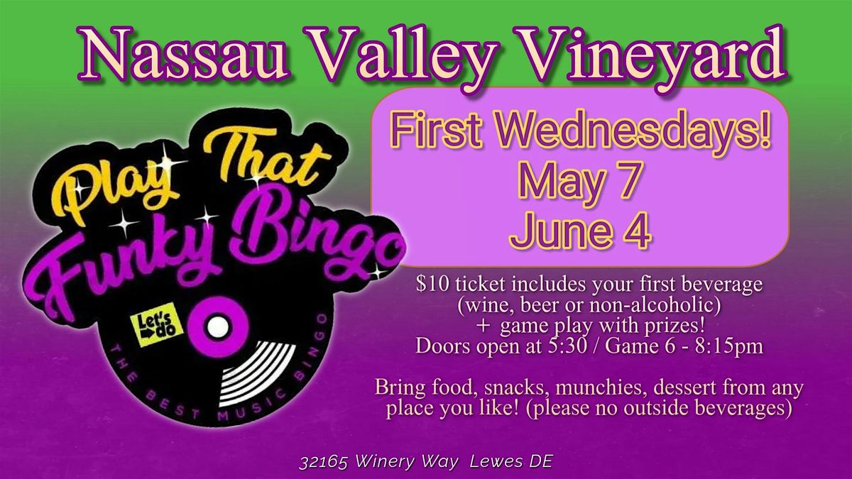 Play That Funky Music Bingo at Nassau Valley Vineyards