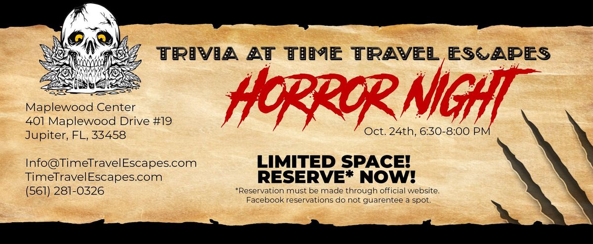 Horror Night Trivia at Time Travel Escapes