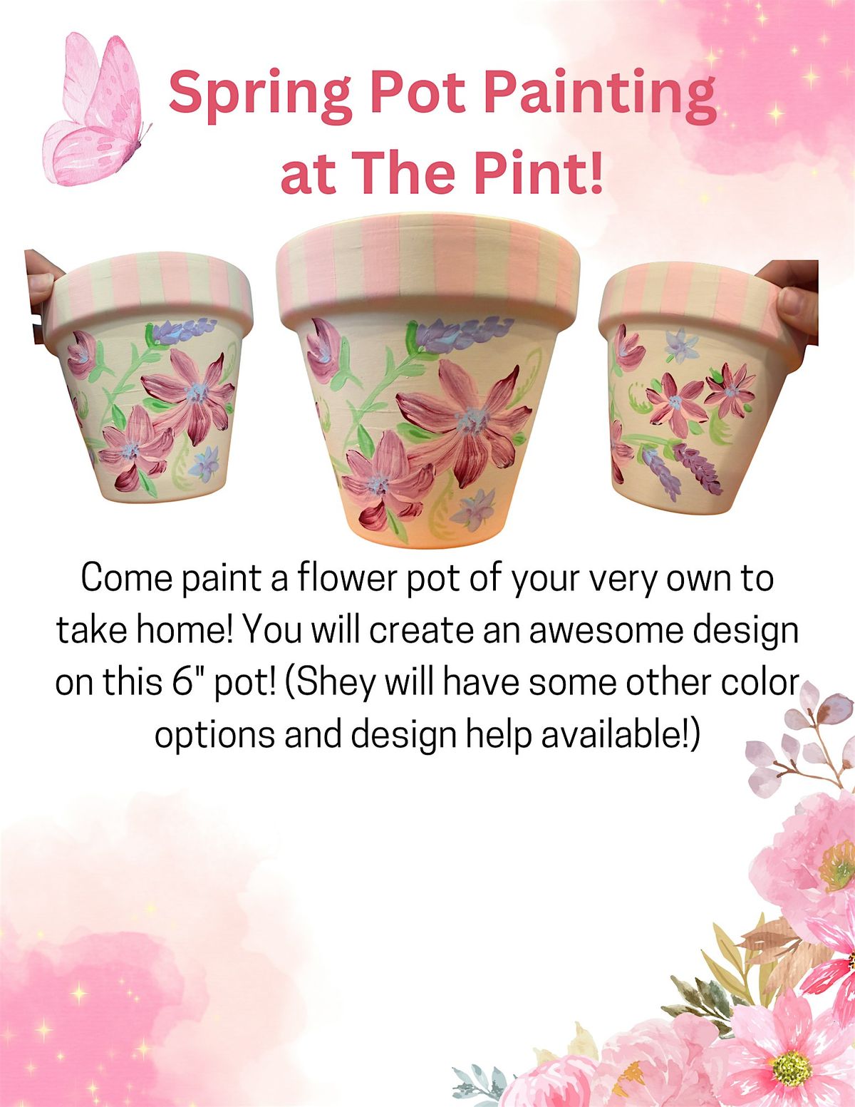 Spring Flower Pot Painting at The Casual Pint!