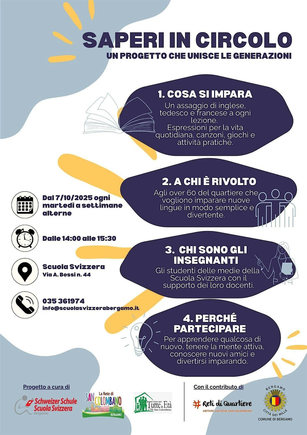 SAPERI IN CIRCOLO (lab gratuito lingue OVER 60)- SCUOLA SVIZZERA BERGAMO