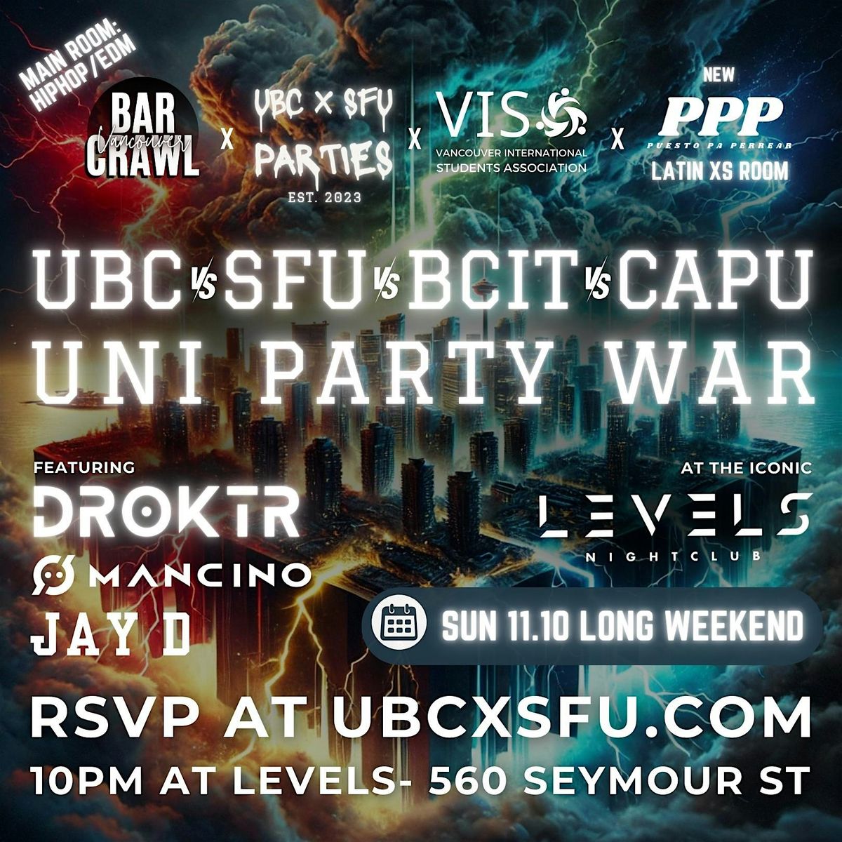 UBC vs SFU vs BCIT vs CAPU: UNI PARTY WAR | 2 LEVELS OF MUSIC