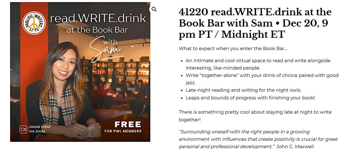 read.WRITE.drink (virtual meeting at the virtual book bar)