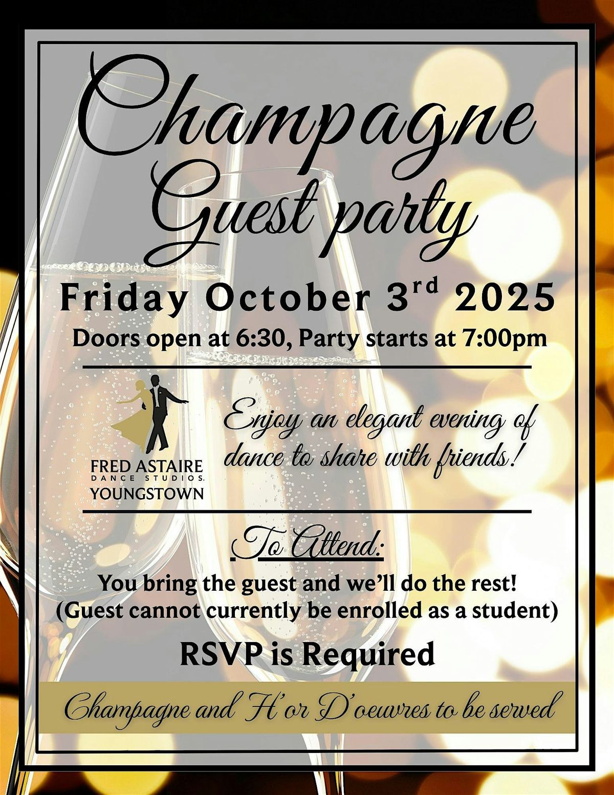 Champagne Guest Party October 3rd 2025