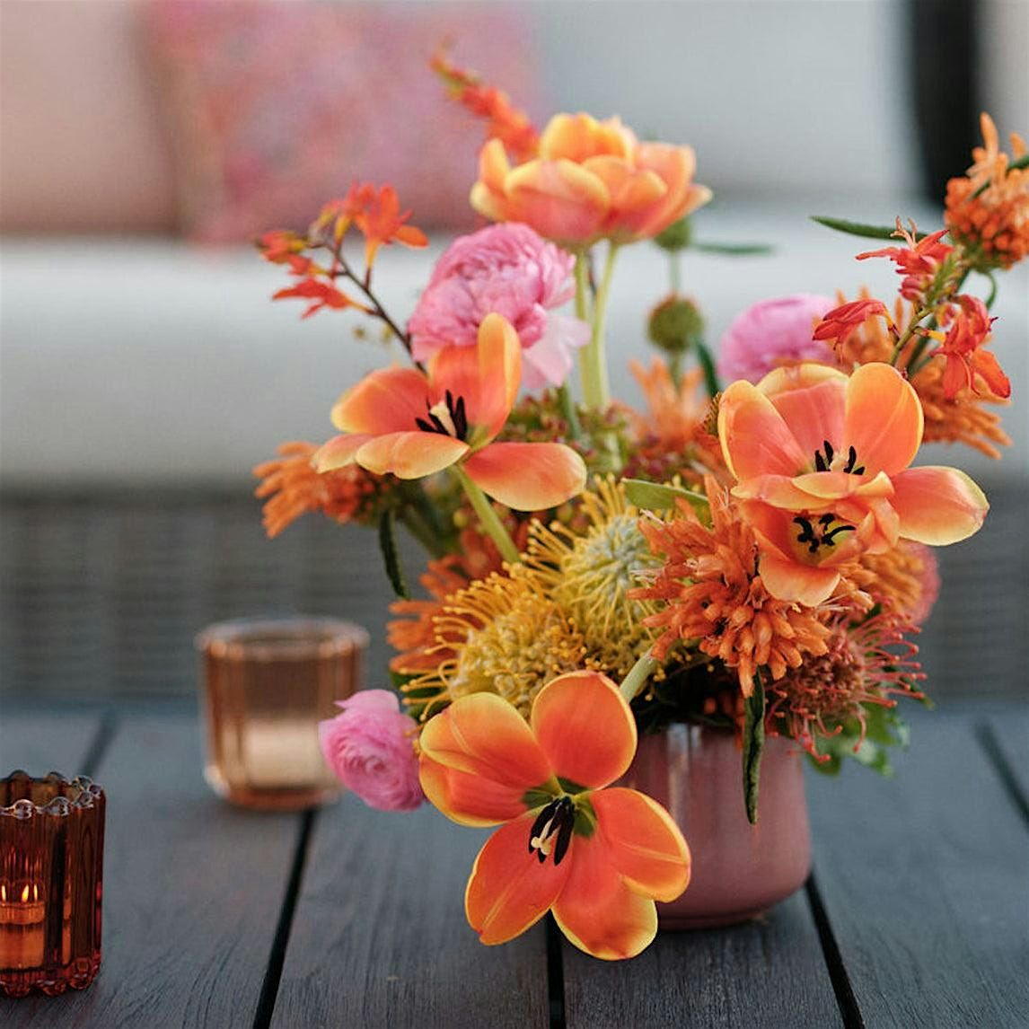 Sunset Themed Floral Design Class With Cocktails and Snacks