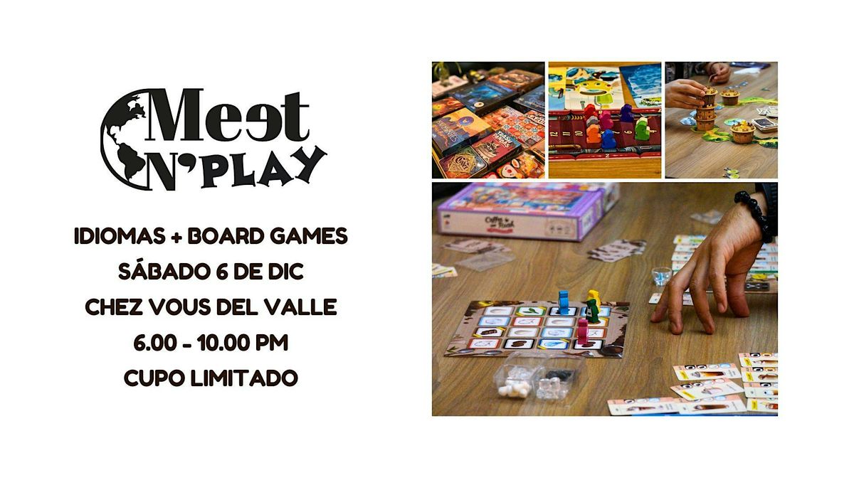 Meet n play. idiomas + boardgames